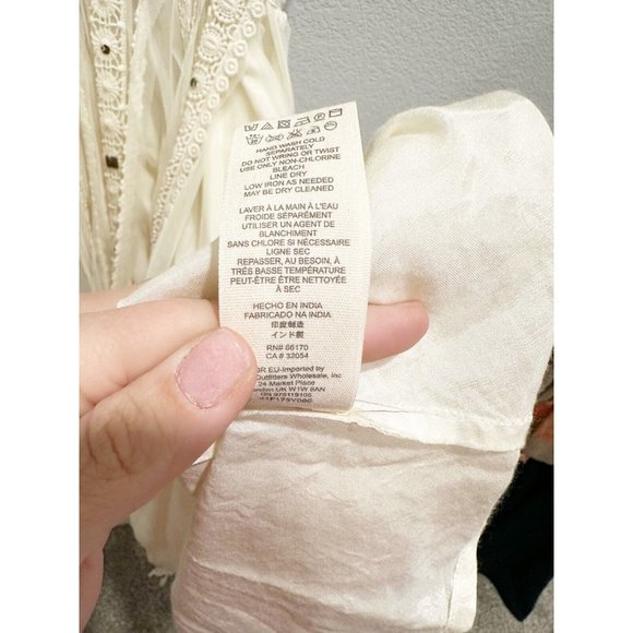 Free People Womens Studded Lace Party Dress Cut Out Back Strappy Cream Size XS - Picture 4 of 6